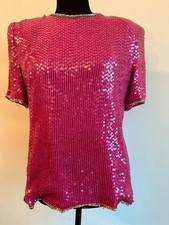 Laurence Kazar Sequin Blouse Ladies Evening Wear Vintage 80s Ladies