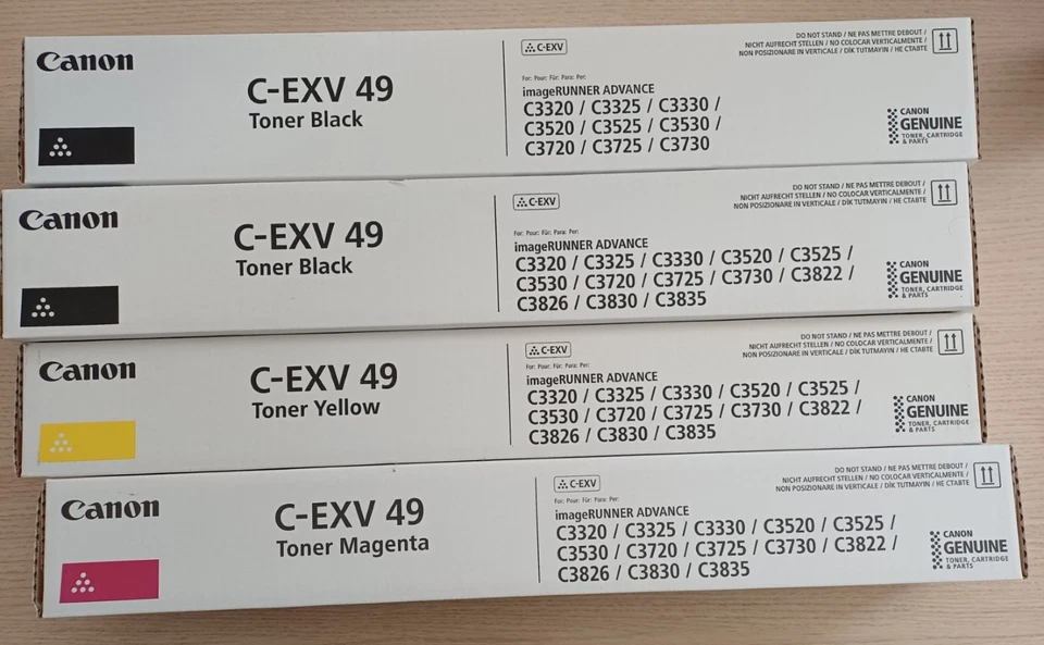 Lot : 2x Toner Canon Original C-EXV49 Black + 1x Magenta + 1x Yellow - Photo 1/1