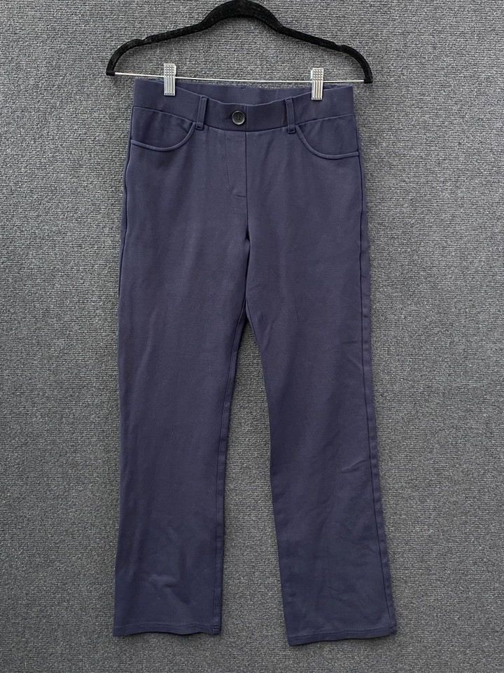 St. Frock Womens Pull On Chino Pants Navy Stretch Straight Leg Mid Rise Size 8