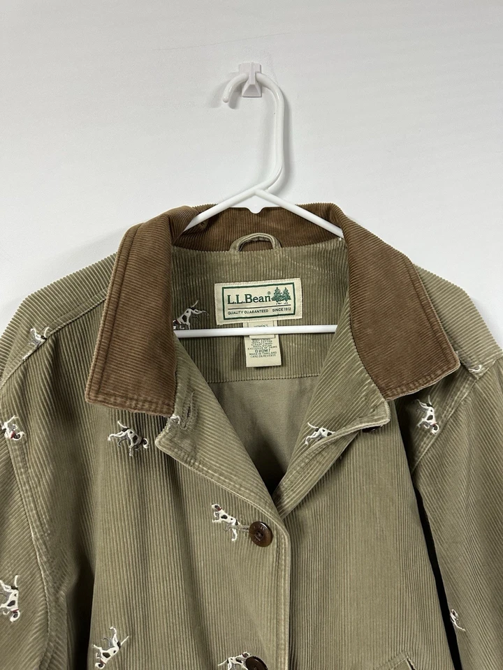 Vtg LL Bean Women's Corduroy Pointer Hunting Dog Embroidered Barn Chore Coat 2X - Image 2 of 4