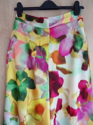 ZARA MULTICOLOURED PRINTED WIDE-LEG PALAZZO TROUSERS SIZE S UK 8 - Picture 15 of 23