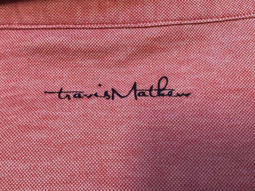 Travis Matthew Men's Heather Red Striped Polo Size Large Lightweight Golf - Picture 8 of 12