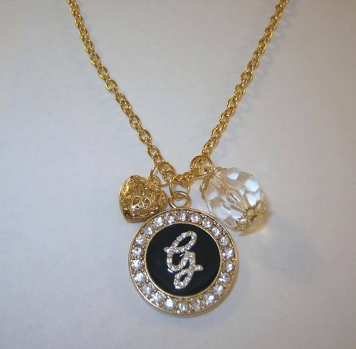 GUESS Heart Lock Logo Key Crown Feather Wings Chain Necklace Rhinestones New - Picture 71 of 133
