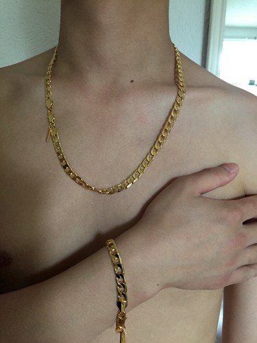 Cadena enchapada en oro con polímero, 8 mm 24" collar pulsera regalo de cumpleaños eBay