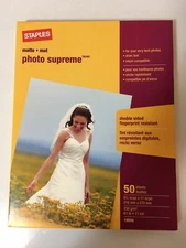 Staples Photo Supreme Paper 8 1/2" x 11" Double Sided Matte 50 Sheet Pack