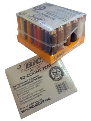 Lighters Bic Large 50- Count Tray Asst Colors.