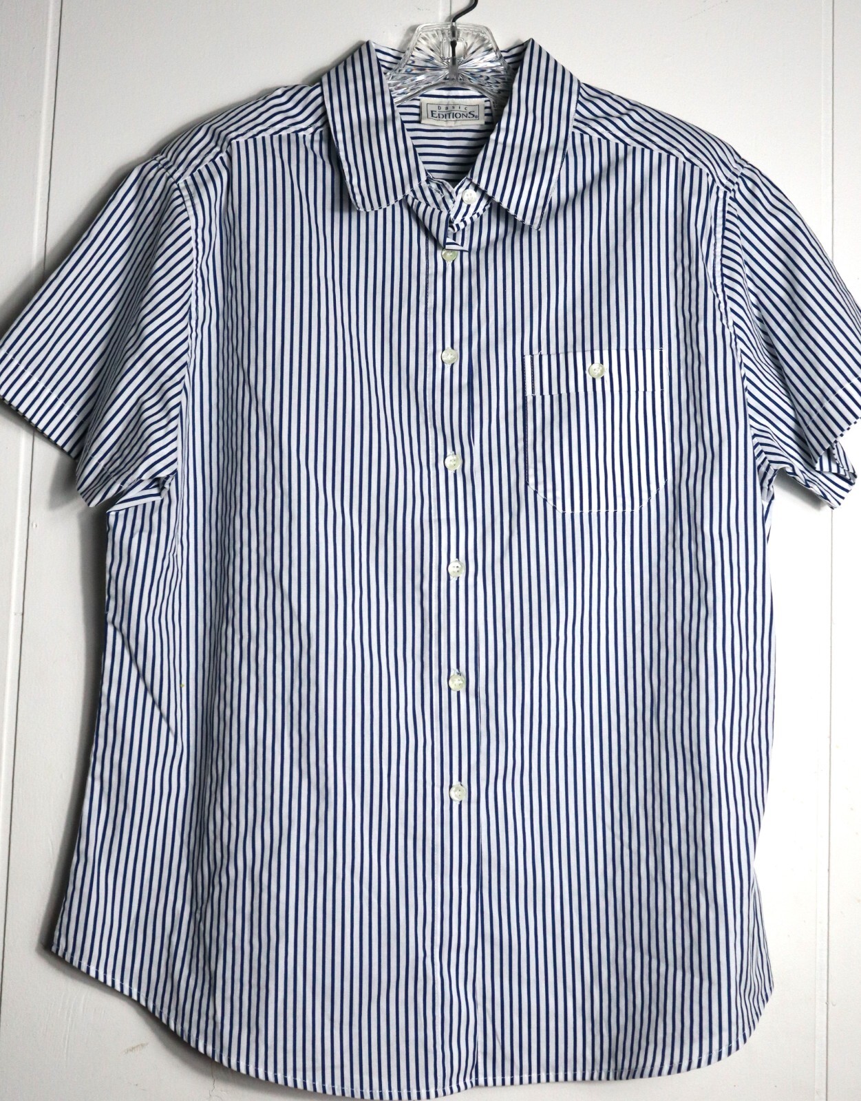 VTG Basic Editions Blue White Stripe Campshirt Wo… - image 1