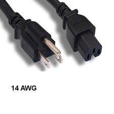 KNTK 3' AC Power Cable NEMA5-15P to IEC60320 C15 14AWG 15A 125V SJT UL Data