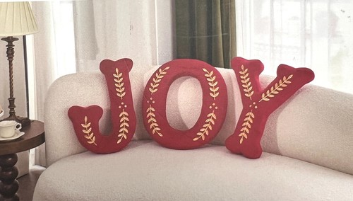 JOY Decorative Throw Pillows Set of 3 – Red & Gold Holiday Christmas Couch Décor
