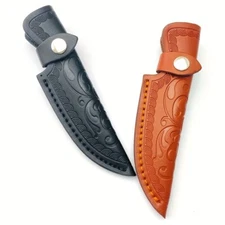 Leather Sheath Case Holder for Fixed Blade Knife Handmade Retro Black Brown