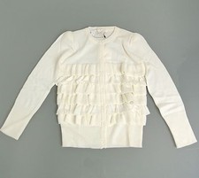 New Authentic Gucci Kids Ruffle Wool/Cashmere/Silk Sweater Top, White, 4, 270714