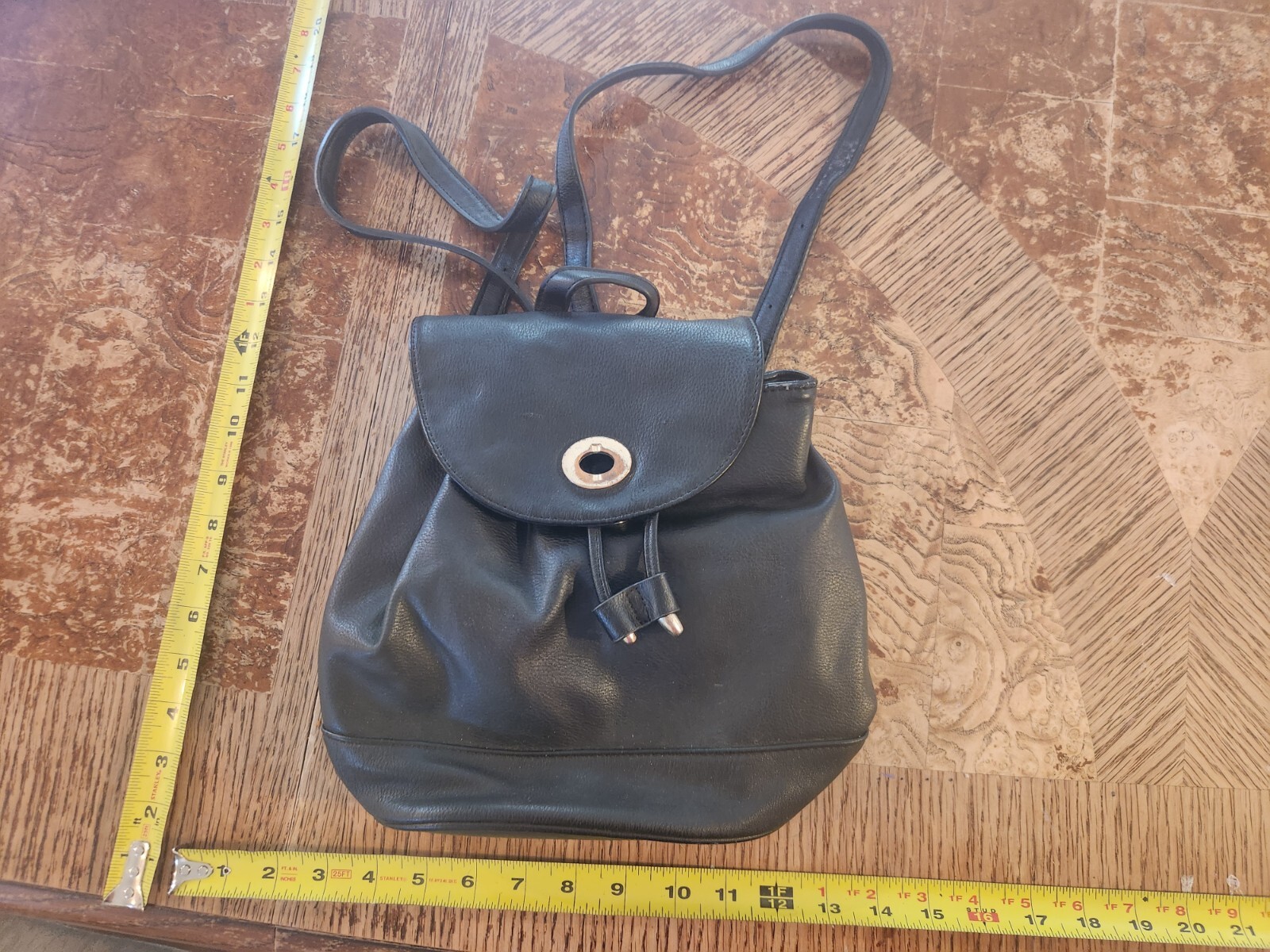 Small Backpack Black Mini  Drawstring Handbag For… - image 1