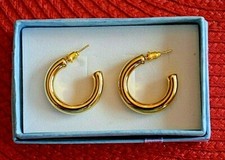 18K Gold Filled Hypo-allergenic 1 inch Medium Size C-Hoop Post Back Earrings