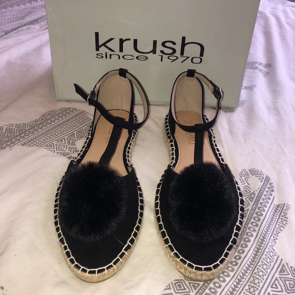 ladies Krush open toe Closed Heel sandals shoes size 8 black New