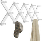 Wood Accordion Wall Hanger Expandable Coat Rack Wall Mount Hat Rack with Pegs