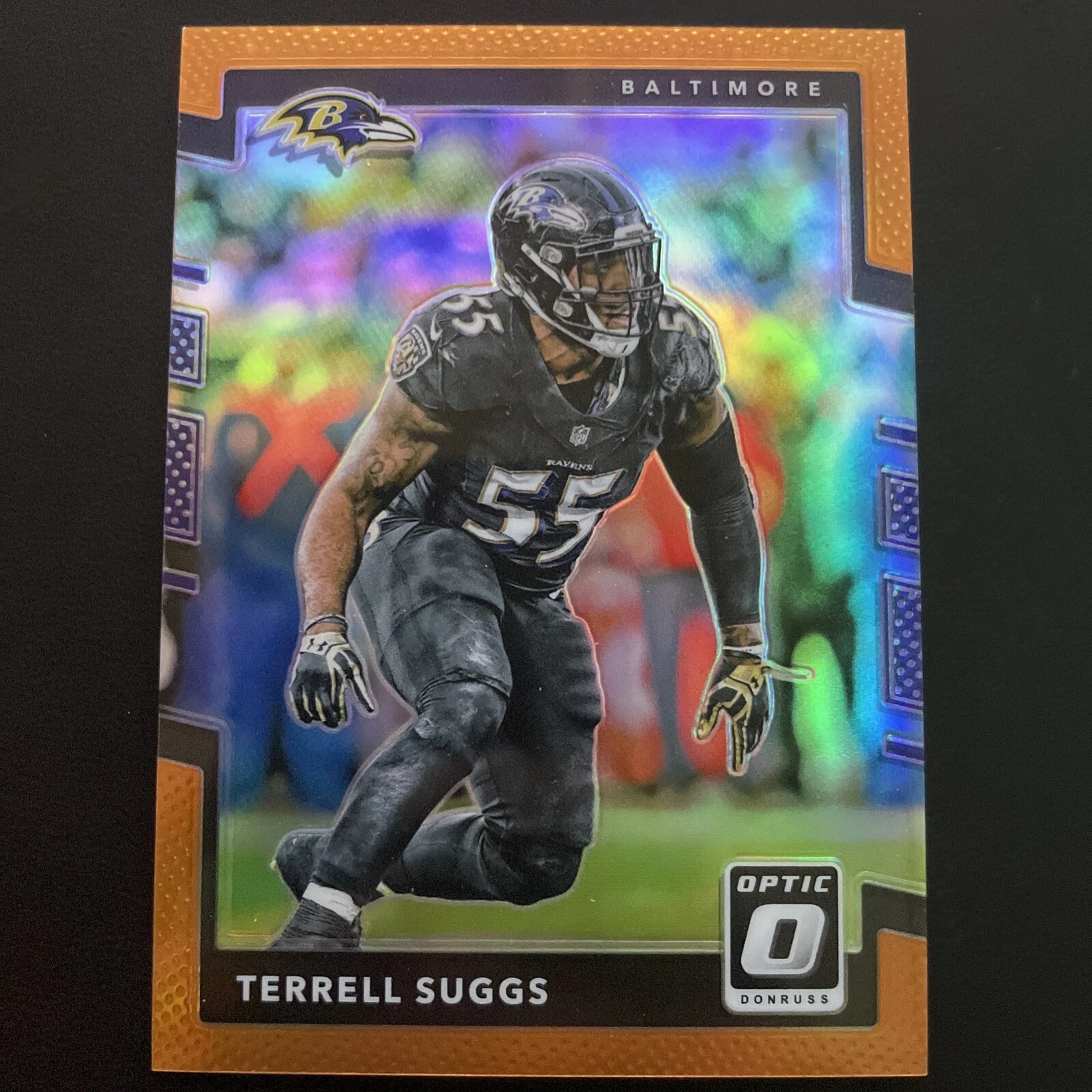 2017 Donruss Optic Orange Prizm #5/199 Terrell Suggs #86 Baltimore Ravens