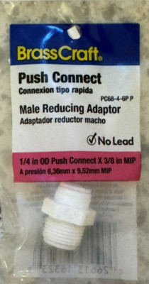 BrassCraft Push Connect Male Reducing Adaptor 1/4'' OD x 3/8'' MIP - PC68-4-6P P