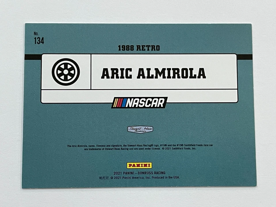 2021 Panini Donruss Racing Retro 1988 Green Parallel #/99 - Aric Almirola - Image 3 of 3