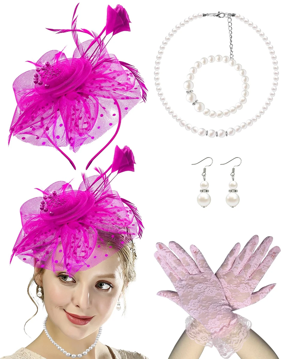 5 Pack Fascinators Hat for Women Tea Party Veil Mesh  display picture 3