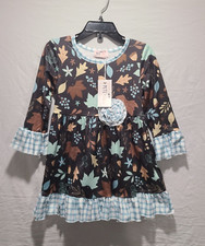 NWT - Pete  Lucy Toddler Girls Brown Floral Long Sleeve Dress, Size 12-18M