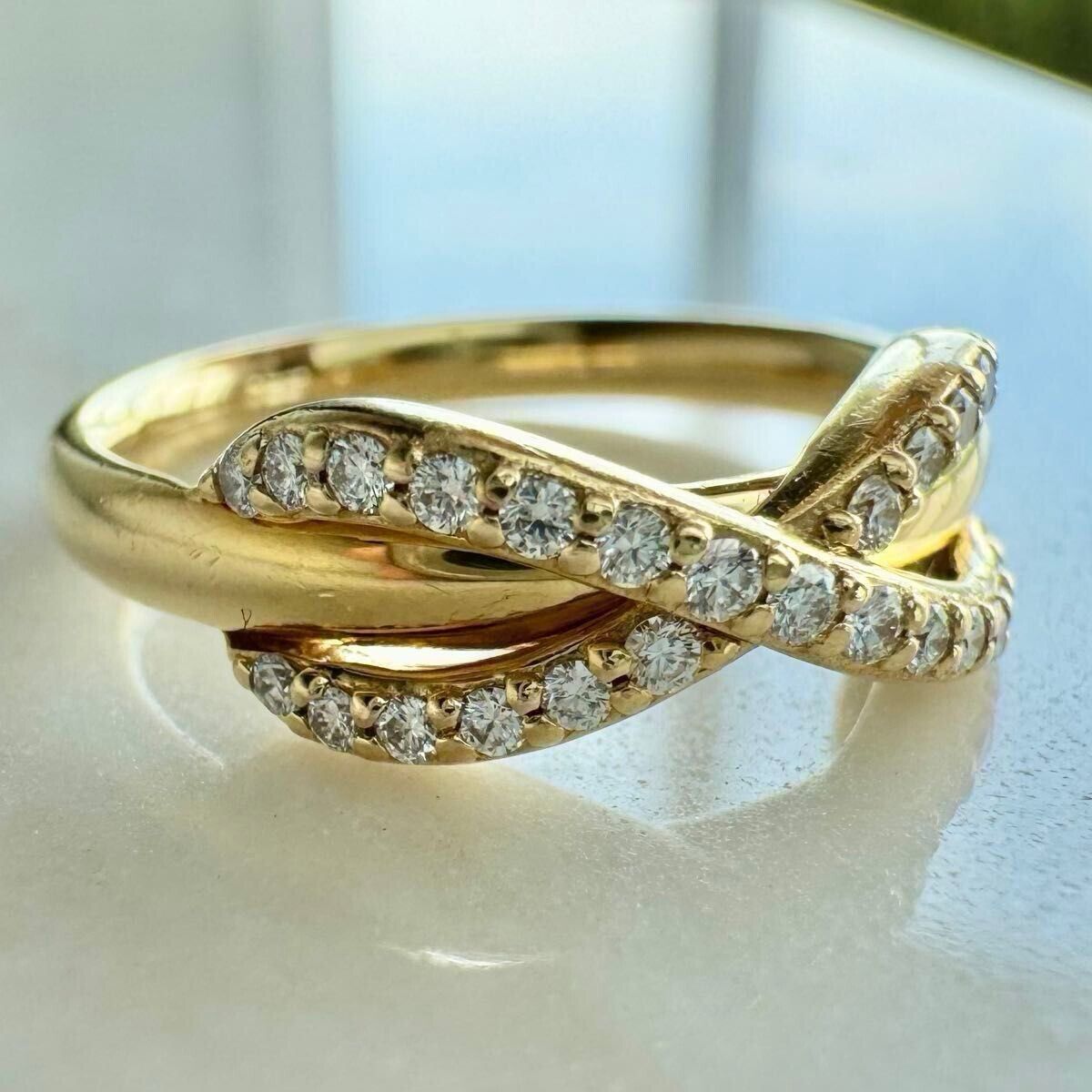 【美品】ティファニー インフィニティ リング K18PG ダイヤモンド 13号 Tiffany Infinity Diamond Ring in 18k Yellow Gold with Box