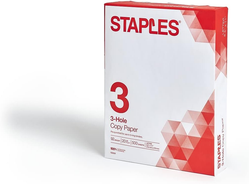 Staples 11x17 Copy Paper - 20 Lb, 92 Brightness, 30% Recycled, 500 Sheets Per Ream (5 Reams/Carton)