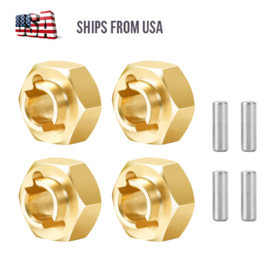 4 Pcs Brass Wheel Hub Adapters For Axial SCX24 1/24 RC Crawler - Aluminum Alloy Spacers With Nuts & Washers