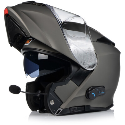 Origine Motorradhelm Matt Grau Bluetooth Android Klapphelm Modular Helm S - XL