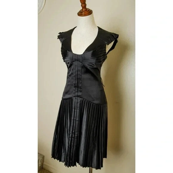 Zac Posen Elegant Vintage 100% Silk Party Flapper Style Cocktail Dress M L - Image 2 of 4