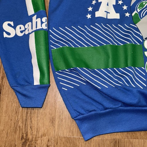 Vintage Seattle Seahawks Sweatshirt Crew neck AFC 1990s Shirt Retro Mens Medium - Picture 10 of 13