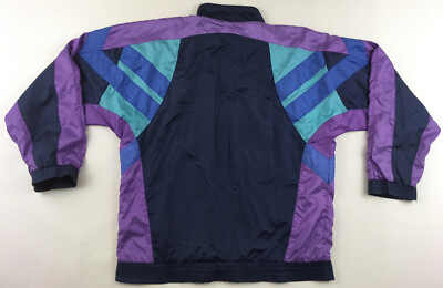 Adidas 1990s nylon navy colour block tracksuit track top jacket