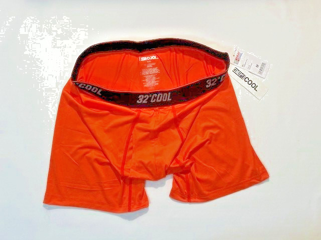 32 Degrees - Men's  Size M  Active Polyester Boxer Briefs - Orange/Black