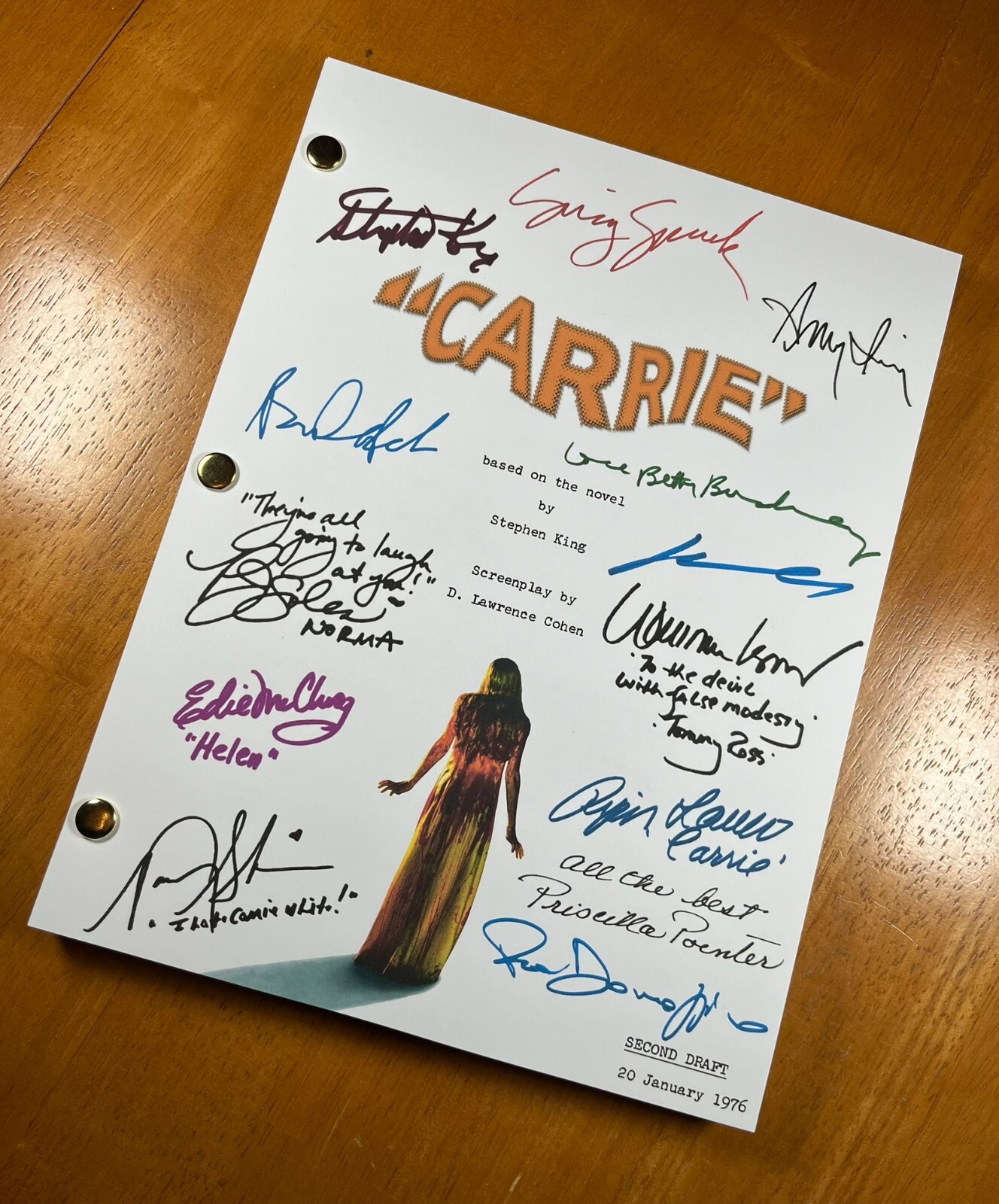 Carrie Script Writing Carrie Script Signed - Autograph Reprints - 130 Pages - Stephen King | eBay