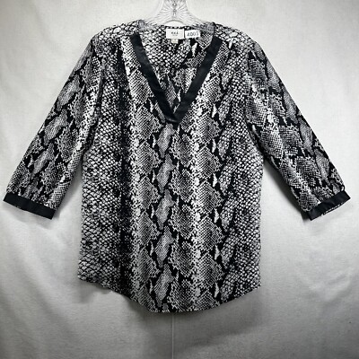 Women s Animal Print Eci New York Long Sleeve Blouse Python Medium Slick Smooth