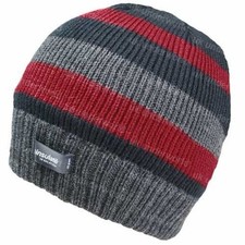 Mens Beanie Hat Thermal Insulation Lined Striped Adults Knitted Winter Warm Cap