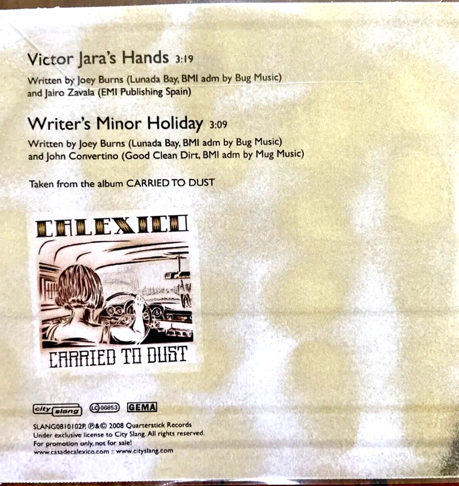 CALEXICO Victor Jara’s Hands EU Promo CD Single RARE LIMITED Edition City Slang Foto 2 de 2