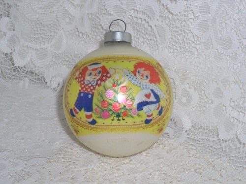 Raggedy Ann & Andy Christmas Glass Ornaments 1974 & 1975 Bobbs Merrill qty.6 - Picture 4 of 5