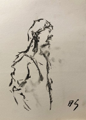 woman study ORIGINAL CHARCOAL DRAWING Collectable SEMBERECKI COA