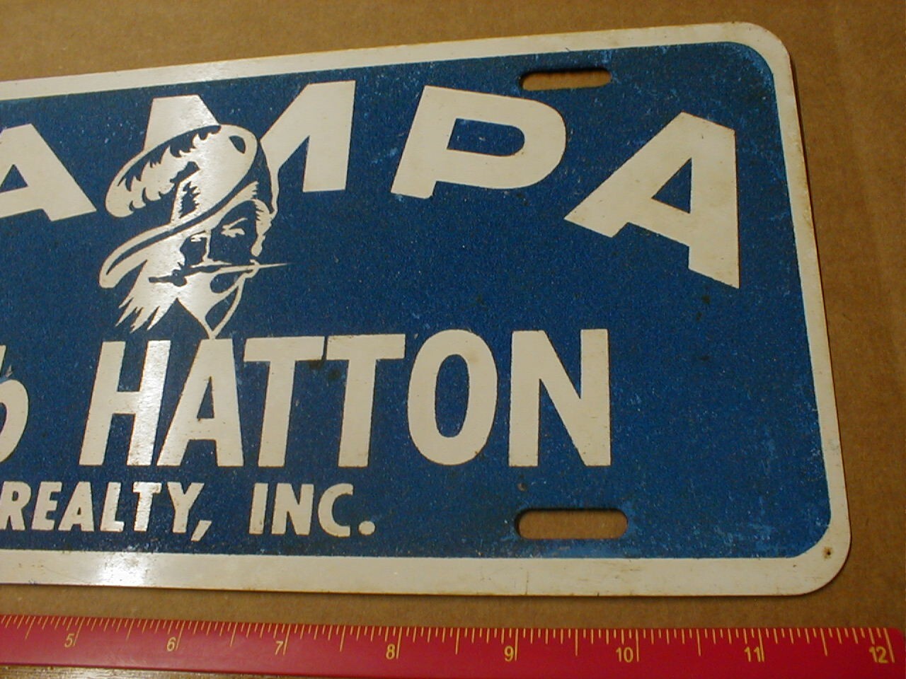 Tampa Bay FL Bob Hatton Realty Reflective Metal Vtg old License Plate