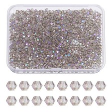 1000pcs 3mm Bicone Glass Crystal Beads Faceted Beads with Box Transparent Purple