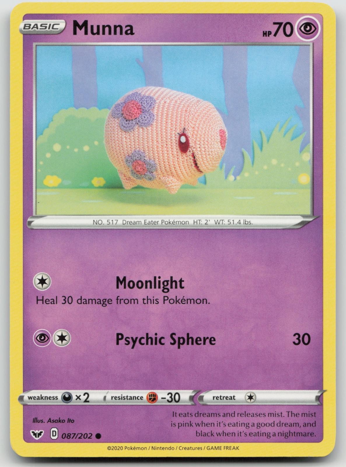 Munna 087/202 Common Sword & Shield Pokemon Near Mint
