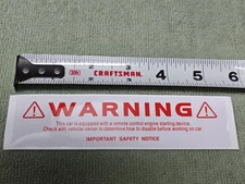 ⚠️ Warning Compustar Car Remote Start Window Decal Sticker Auto Decals Stickers