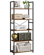 Book Shelf, Adjustable 5-Tier Tall Bookshelf, Wooden Bookcase Shelves for Bed...