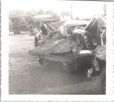 1955-57 Us Chrysler Desoto Car Crash Photograph - Mangled Tail Fin Sedan