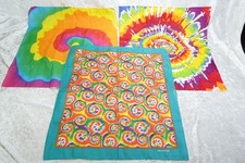 3 New 100 Cotton Tie Dye Bandanas Swirling Patterns Colorful Splatter Art Peace