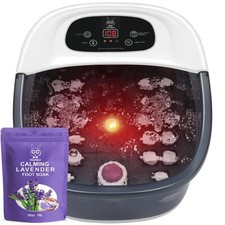 Calming Lavender Foot Spa Bath Massager with Heat Bubbles  Jets - Gray Design