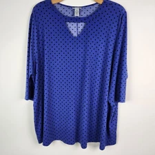 Catherines Womens  Blue Polka Dot Pull-over Blouse Size 3X