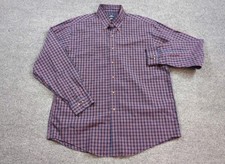 Brooks Brothers Shirt Mens Large Red Blue Check Button Long Sleeve Cotton Preppy
