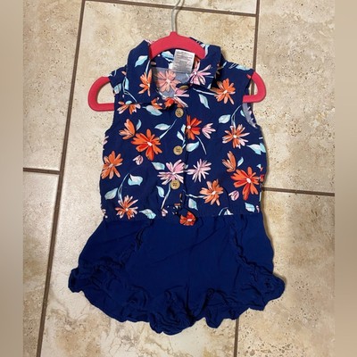 Girls matching set I Forever Me I Tropical Beach Shirt and Blue Shorts set I