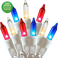 4Th of July Mini String Lights 100 Count 21Ft White Wire Indoor Outdoor